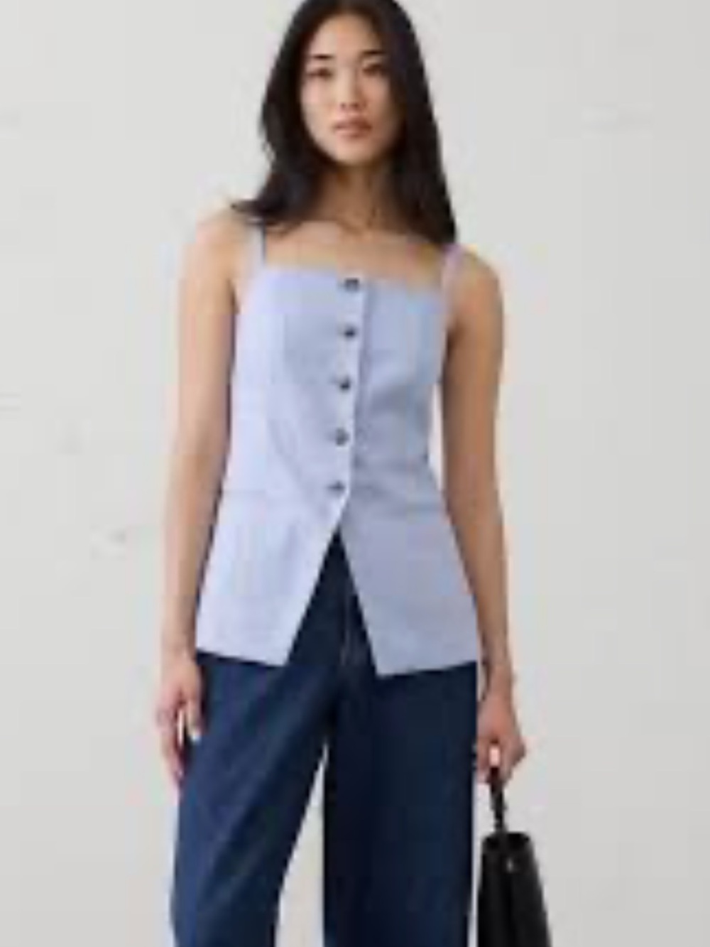 Banana Republic Pale Blue Linen Blend Button-Front Sleeveless Vest Sz 10 NWOT